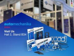 Product image with sealants, seal remover, cylinder head gasket. Exhibition stand at Automechanika Dubai, Hall 2, Stand B34